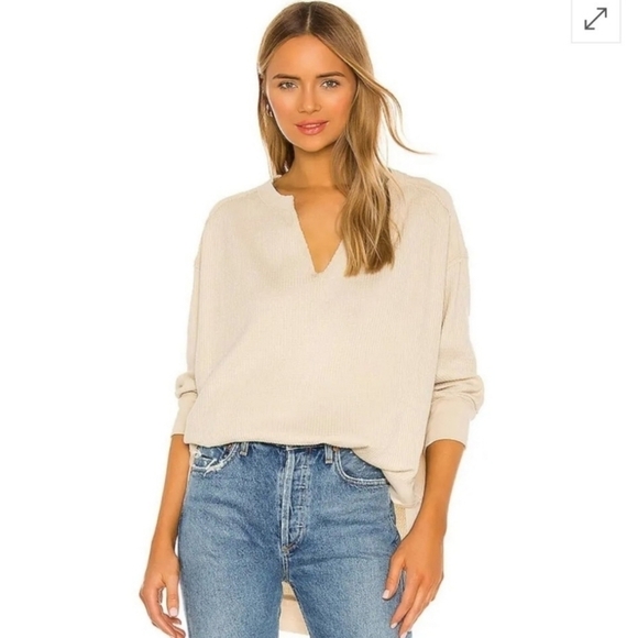 Free People We The Free Owen Long Sleeve Thermal in Vanilla Cream Size XS - Picture 1 of 11